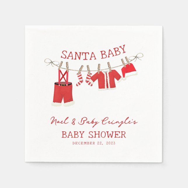 Servilleta De Papel Navidades de Santa Bebé Baby Shower (Anverso)