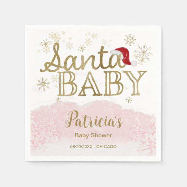 Servilleta De Papel Navidades de Santa Bebé Chica Baby Shower Napkins (Anverso)