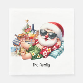 Servilleta De Papel Navidades de Santa Claus en julio en la playa