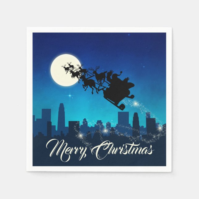 Servilleta De Papel Navidades de Santa Claus Sleigh (Anverso)