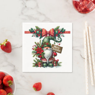 Servilleta De Papel Navidades de Santa con Poinsettia