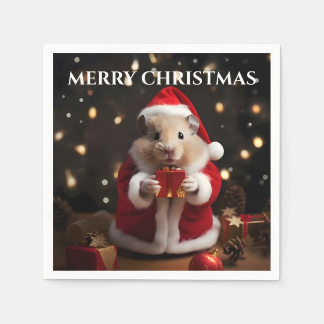 Servilleta De Papel Navidades de Santa Hamster (Anverso)