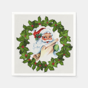Servilleta De Papel Navidades de Santa Holly Wreath Papel