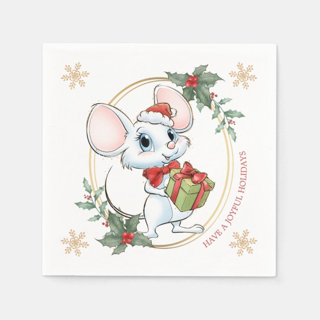 Servilleta De Papel Navidades de Santa Mouse favorecen (Anverso)