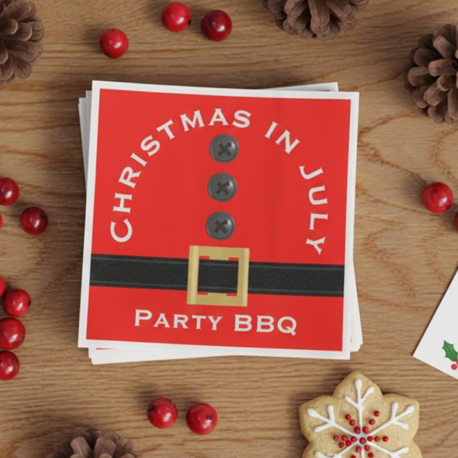 Servilleta De Papel Navidades de Santa Roja en julio, servilletas Pers (Transform your holiday party table effortlessly! Add your text)
