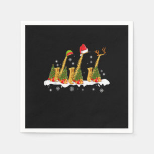 Servilleta De Papel Navidades de Santa Saxofón iluminan instrumento de