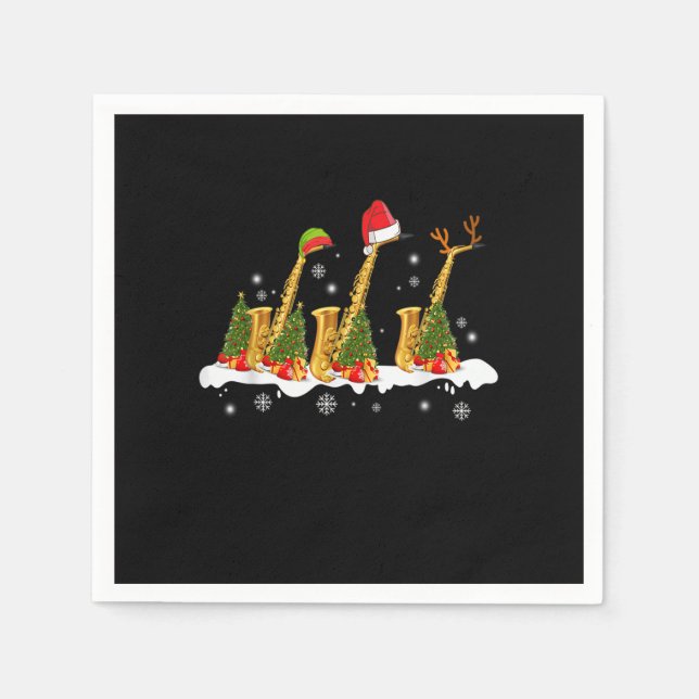 Servilleta De Papel Navidades de Santa Saxofón iluminan instrumento de (Anverso)