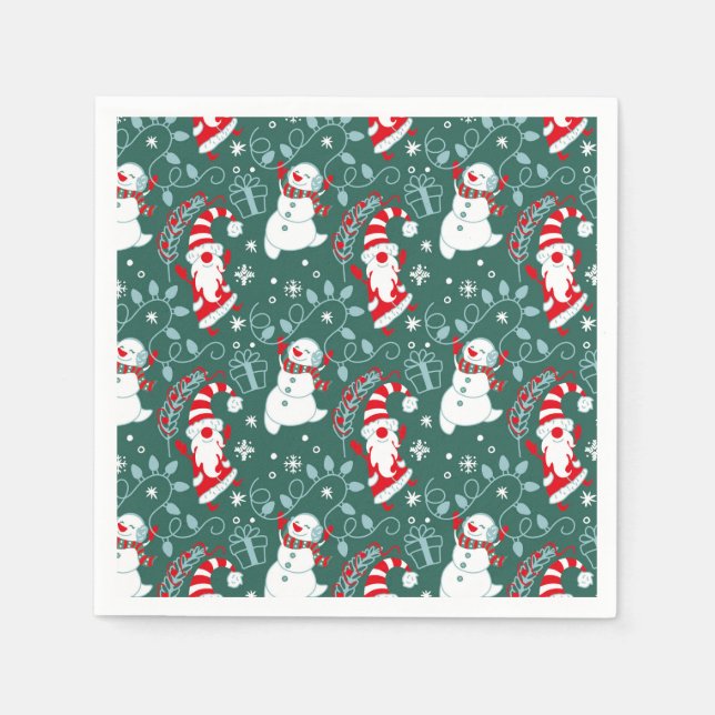Servilleta De Papel Navidades de Santa Snowman (Anverso)