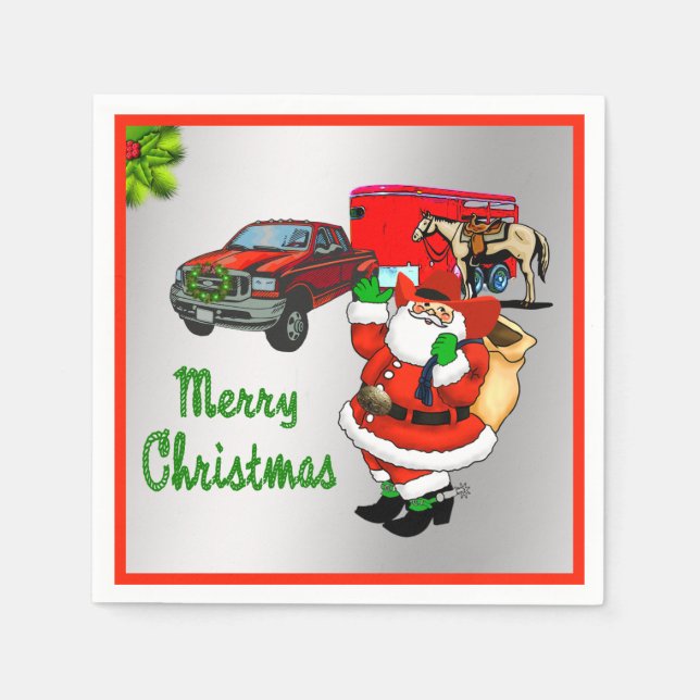 Servilleta De Papel Navidades de Santa Trailer de Camión Rodeo Occiden (Anverso)