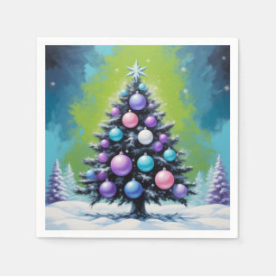 Servilleta De Papel Navidades de sintonización de arte pop con violeta