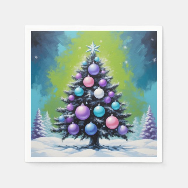 Servilleta De Papel Navidades de sintonización de arte pop con violeta (Anverso)