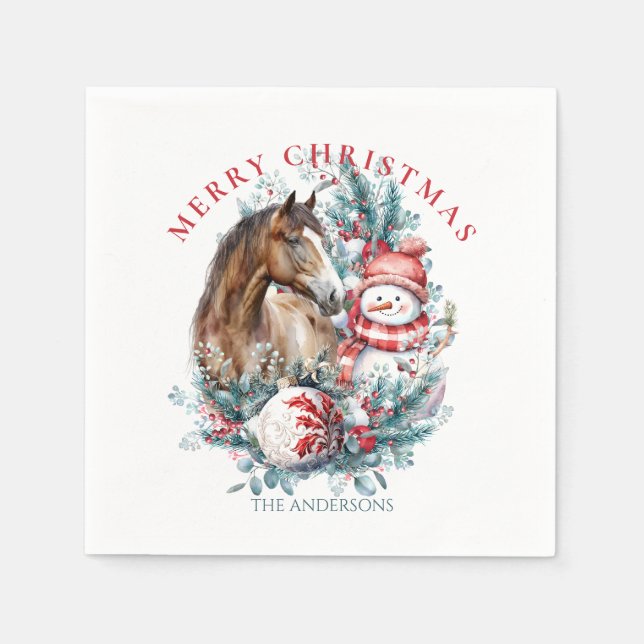 Servilleta De Papel Navidades de snowman acuarela elegante (Anverso)