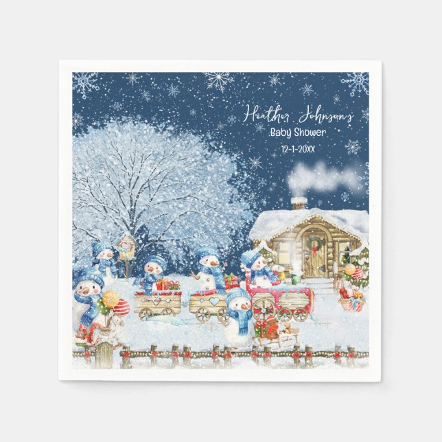 Servilleta De Papel Navidades de Snowmen Baby Shower (Anverso)