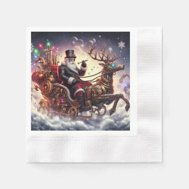 Servilleta De Papel Navidades de steampunk de Santa/Reindeer/invierno (Anverso)