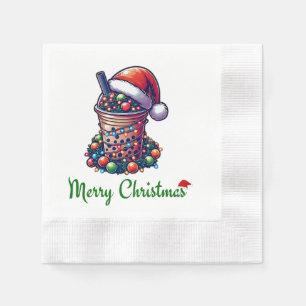 Servilleta De Papel Navidades de té de burbuja Boba Leche de té Gorra