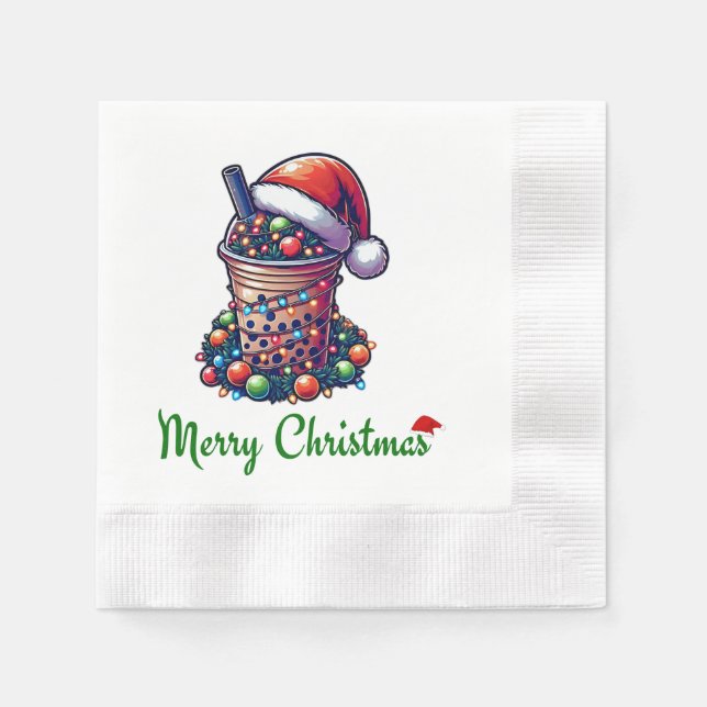 Servilleta De Papel Navidades de té de burbuja Boba Leche  de té Gorra (Anverso)
