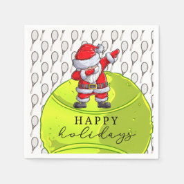 Servilleta De Papel Navidades de tenis con pelota y raqueta con Santa