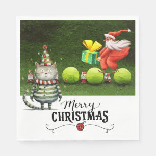 Servilleta De Papel Navidades de tenis para jugador que ama al gato