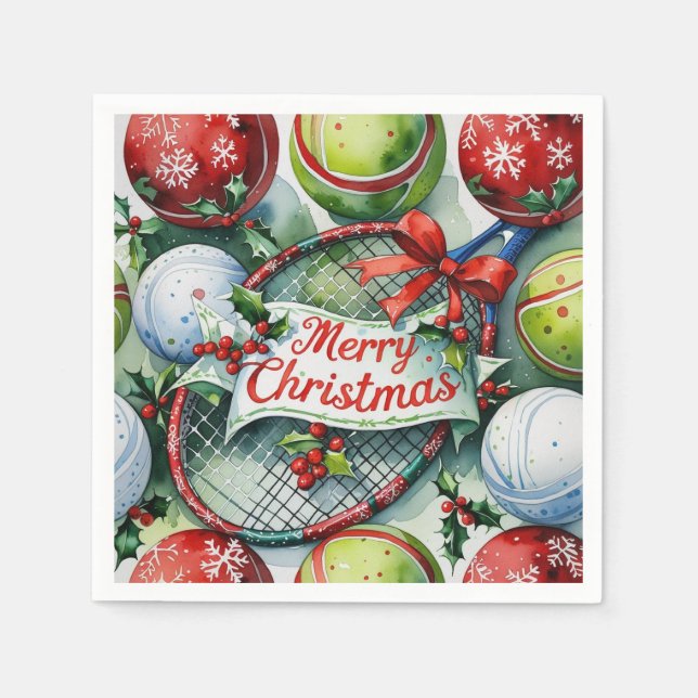 Servilleta De Papel Navidades de tenis temática para jugador (Anverso)