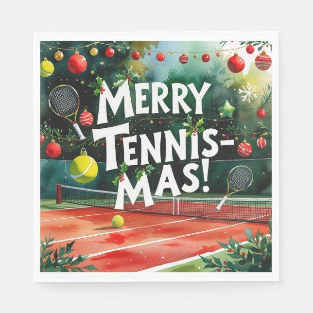 Servilleta De Papel Navidades de tenis temáticos Merry Tennis Mas (Anverso)