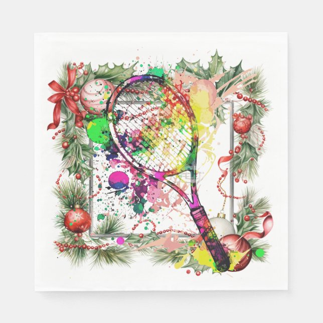 Servilleta De Papel Navidades de tenis Wreath Watercolor (Anverso)