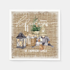 Servilleta De Papel Navidades de una casa de campo con acuarela festiv