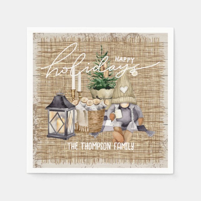 Servilleta De Papel Navidades de una casa de campo con acuarela festiv (Anverso)