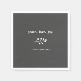 Servilleta De Papel Navidades de vacaciones de Peace Love Joy Holly Be