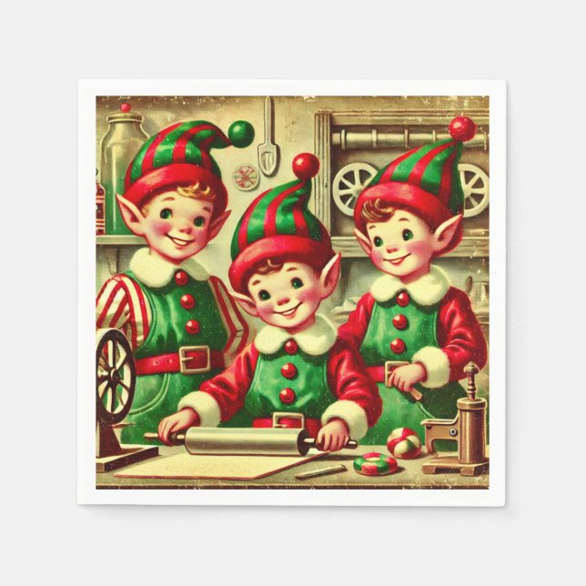 Servilleta De Papel Navidades de vacaciones Elves Santa Cookie (Anverso)