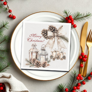 Servilleta De Papel Navidades de Velas de Nieve Pine Cones