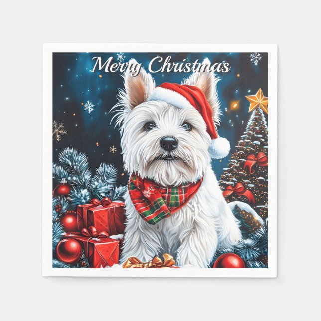 Servilleta De Papel Navidades de West Highland White Terrier (Anverso)