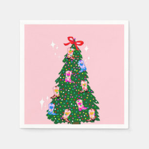 Servilleta De Papel Navidades de Western Boots, chica de vaca rosa mod