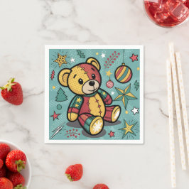 Servilleta De Papel Navidades de Whimsical Patchwork Teddy Bear