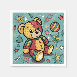 Servilleta De Papel Navidades de Whimsical Patchwork Teddy Bear