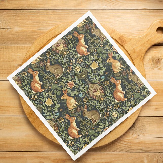 Servilleta De Papel Navidades de William Morris Woodland Floral Rabbit (Subido por el creador)