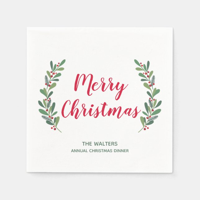 Servilleta De Papel Navidades de Winter Sprigs Cocktail Napkin (Anverso)