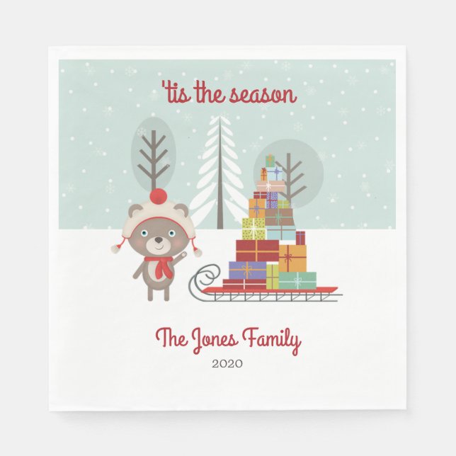 Servilleta De Papel Navidades de Woodland Bear (Anverso)