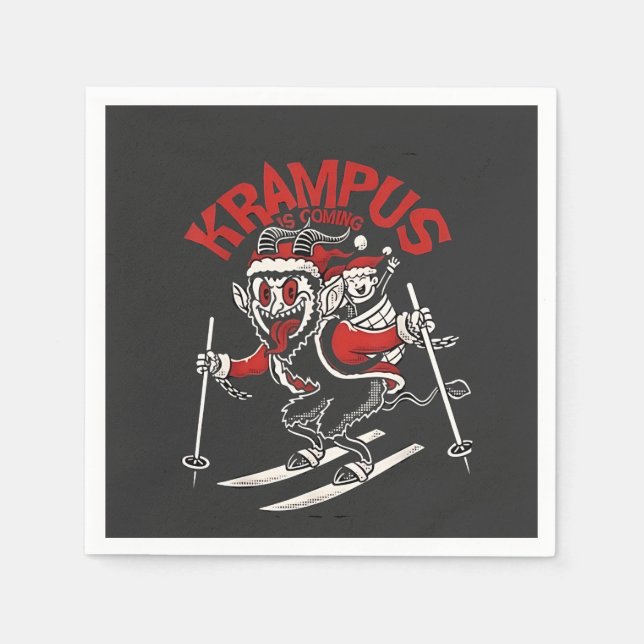 Servilleta De Papel Navidades de Xmas Gruss Vom Krampus Devil (Anverso)