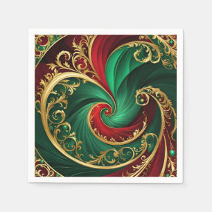 Servilleta De Papel Navidades decorativos de Oro Rojo Verde Napkin de