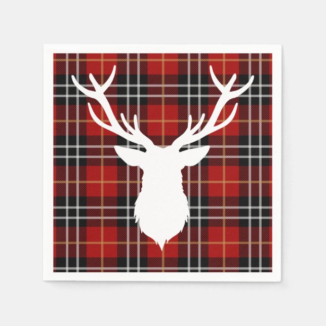 SERVILLETA DE PAPEL NAVIDADES DEER RED PLAID (Anverso)