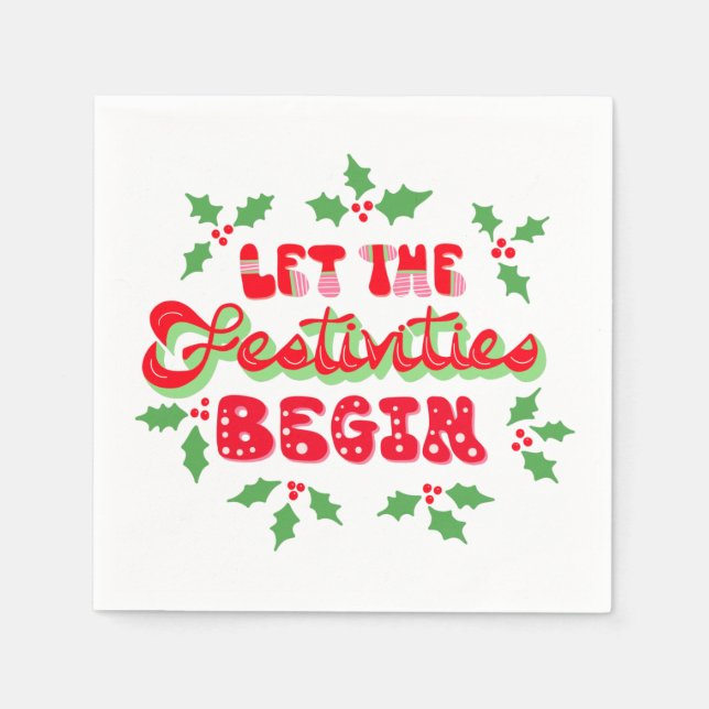 Servilleta De Papel Navidades Dejan Que Las Festividades Empiecen Holl (Anverso)