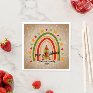 Servilleta De Papel Navidades del arco iris moderno Tartán Tree 20xx 