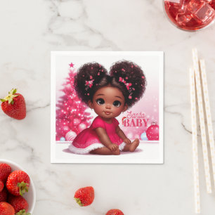 Servilleta De Papel Navidades del Chica infantil de Santa Bebé Afro Pu