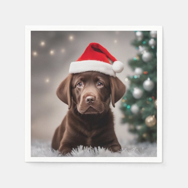 Servilleta De Papel Navidades del chocolate Labrador (Anverso)