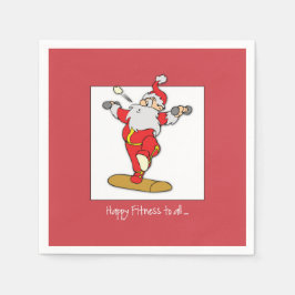 Servilleta De Papel Navidades del ejercicio de fitness feliz con Santa