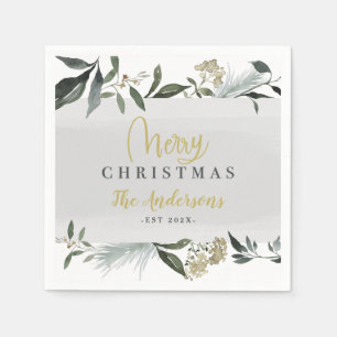 Servilleta De Papel Navidades del follaje acuático de navidad