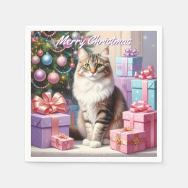 Servilleta De Papel Navidades del gato