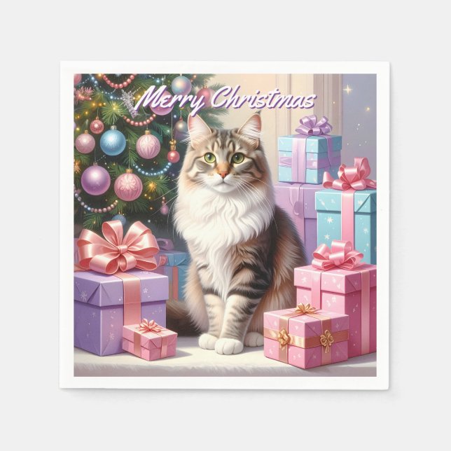 Servilleta De Papel Navidades del gato (Anverso)