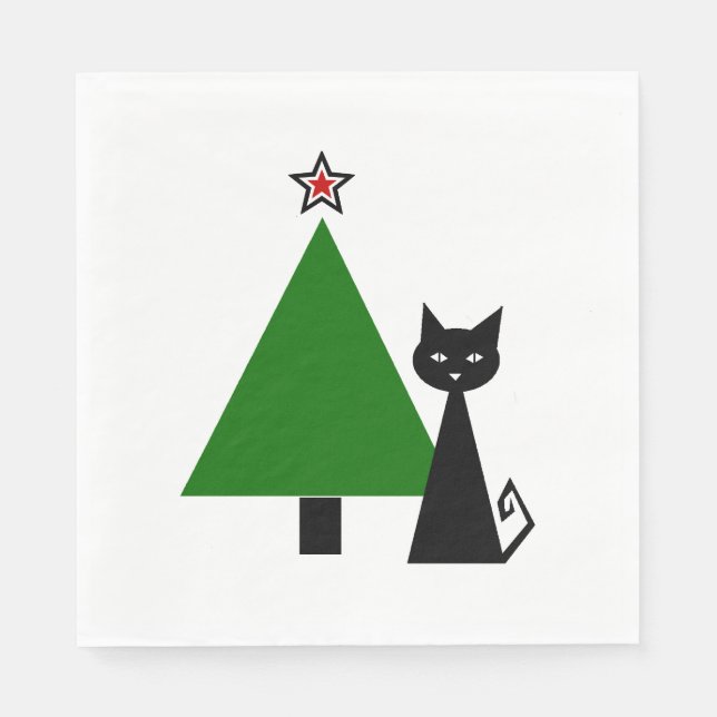 Servilleta De Papel Navidades del gato negro (Anverso)