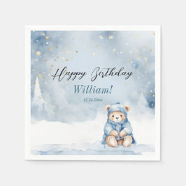 Servilleta De Papel Navidades del oso primer invierno de cumpleaños